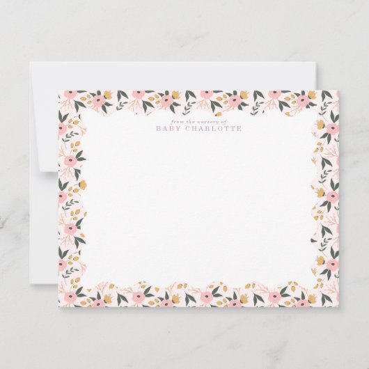 Floral Frame Nursery  Note Card Einladung (Vorderseite)