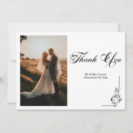 Floral Frame Photo Thank You Card Dankeskarte