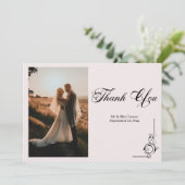 Floral Frame Photo Thank You Card Dankeskarte (Stehend Vorderseite)