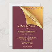 Floral Frame Plum und Gold Islamische Hochzeit Einladung (Vorderseite)