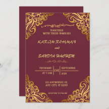 Floral Frame Plum und Gold Islamische Hochzeit