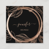 Floral Frame QR Code Logo Black Rose Royal Quadratische Visitenkarte (Vorderseite)