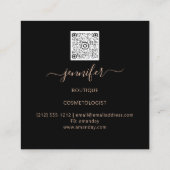 Floral Frame QR Code Logo Black Rose Royal Quadratische Visitenkarte (Rückseite)