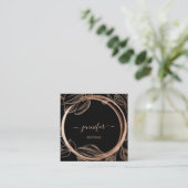 Floral Frame QR Code Logo Black Rose Royal Quadratische Visitenkarte (Stehend Vorderseite)