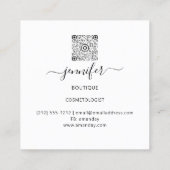 Floral Frame QR Code Logo Gold Aquamarin Grau Quadratische Visitenkarte (Rückseite)