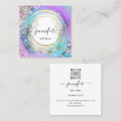 Floral Frame QR Code Logo Gold Garden Rosa Quadratische Visitenkarte (Vorne/Hinten)