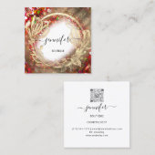 Floral Frame QR Code Logo Gold Red Confetti Royal Quadratische Visitenkarte (Vorne/Hinten)