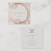 Floral Frame QR Code Logo Grau Rose Royal Quadratische Visitenkarte (Vorne/Hinten)