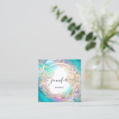 Floral Frame QR-Code Logo Quadratische Visitenkarte (Stehend Vorderseite)