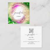 Floral Frame QR Code Logo Quadratische Visitenkarte (Vorne/Hinten)