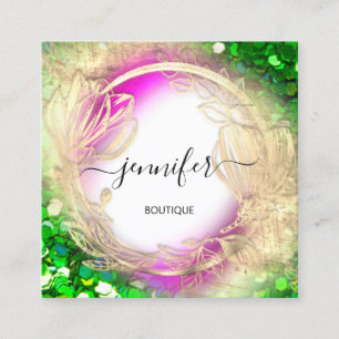 Floral Frame QR Code Logo Quadratische Visitenkarte