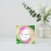 Floral Frame QR Code Logo Quadratische Visitenkarte (Stehend Vorderseite)