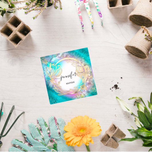 Floral Frame QR-Code Logo Quadratische Visitenkarte