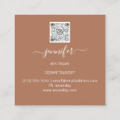 Floral Frame QR Code Logo Rose Gold Online Shop Quadratische Visitenkarte (Rückseite)