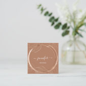 Floral Frame QR Code Logo Rose Gold Online Shop Quadratische Visitenkarte (Stehend Vorderseite)