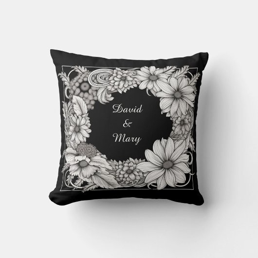 Floral Frame Throw Pillow Kissen