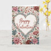 Floral Frame Valentine Romantic Happy Valentines  Karte (Gelbe Blume)