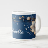 Floral Frame With Custom Name Jumbo-Tasse (Vorderseite Rechts)