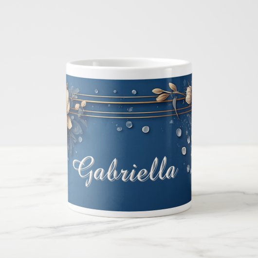 Floral Frame With Custom Name Jumbo-Tasse (Vorderseite)