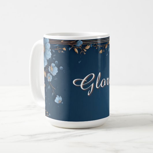 Floral Frame With Custom Name Kaffeetasse (Vorderseite Links)