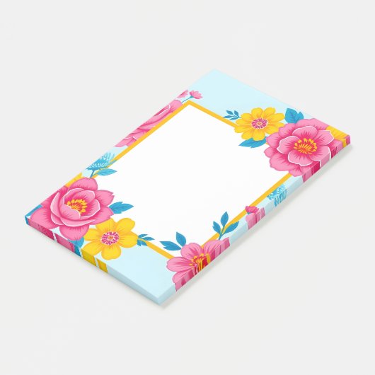 Floral Frame with Vibrant Flowers Post-it Klebezettel (angewinkelt)