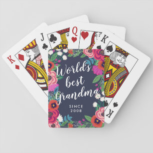 Floral Frame World's Best Grandma Spielkarten