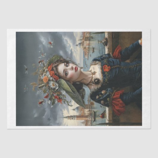 Floral Frau Renaissance in Venedig Seidenpapier (Vorderseite)