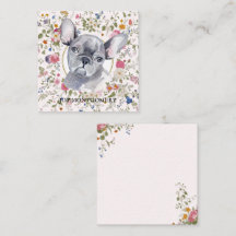 Floral French Bulldog Hund Mama Notecard