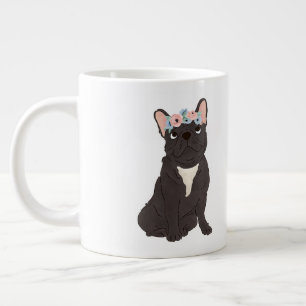 Floral French Bulldog Lovers Black Frenchie Dog Jumbo-Tasse