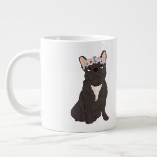 Floral French Bulldog Lovers Black Frenchie Dog Jumbo-Tasse