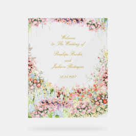 floral french romantic garden chateau wedding acrylschild