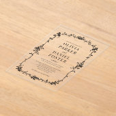 Floral French Victorian Black White Wedding  Acryleinladungen (Ablage )