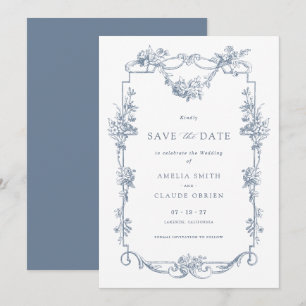 Floral French Vintag Frame Save the Date Hochzeit Einladung