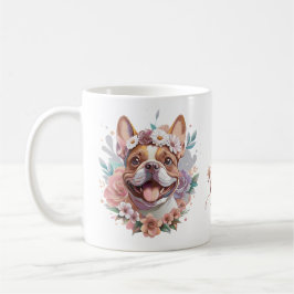 Floral Frenchie niedlich florale Kopf Wasserfarbe Kaffeetasse