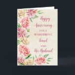 Floral Friend und ihr Geburtstag Karte<br><div class="desc">Glückliche Hochzeitskarte für Freundin und ihren Ehemann mit wunderschönen Aquarellfarben Vintage Blume,  rustikalen Einbrüchen und sentimentalem Vers.</div>