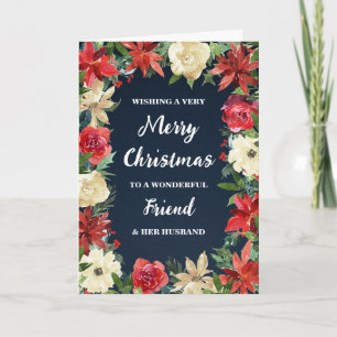 Floral Friend und ihr Mann frohe Weihnachten Karte