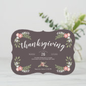 Floral Friendsgiving Holiday Einladung (Stehend Vorderseite)