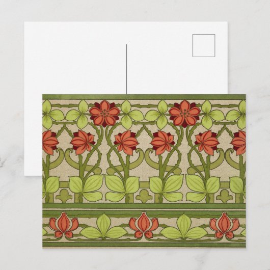 Floral Frieze Border im Jugendstil Postkarte (Vorne/Hinten)