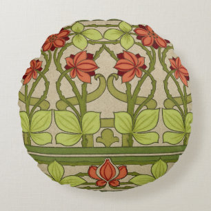 Floral Frieze Border im Jugendstil Rundes Kissen
