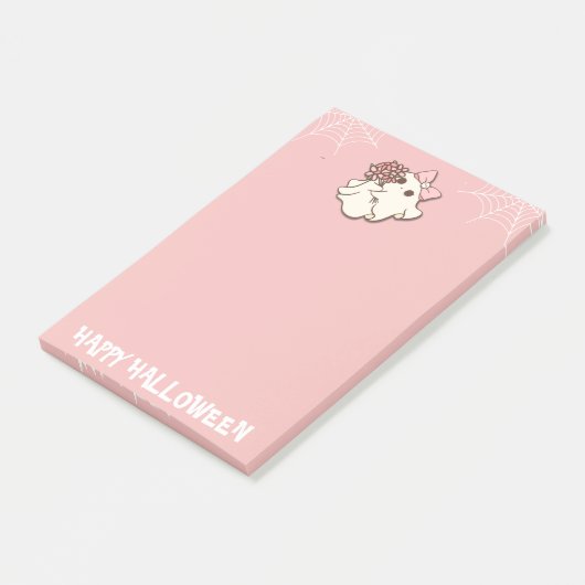 Floral Fright — Ghost with a Bouquet Post-it Klebezettel (angewinkelt)