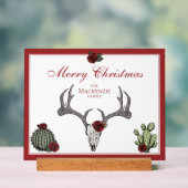 Floral frohe Weihnachten Hirschkopf Schädelkaktus Acrylschild (Neutral)