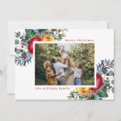 Floral Frohe Weihnachtsgrüße Foto Feiertagskarte (Vorderseite)