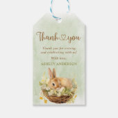 Floral Frühlingshase etwas sonniger 1. Geburtstag Geschenkanhänger (Vorderseite)