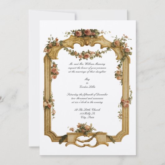 Floral & Fruit Baroque Rococo Color Wedding Einladung (Vorderseite)