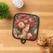 Floral Fruit Woman Pot Holder Topflappen (Oben Unten)