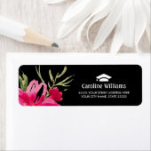 Floral Fuchsia Black Abschluss Address Labels (Insitu)