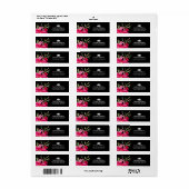 Floral Fuchsia Black Abschluss Address Labels (Vorne)