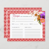 Floral Fuchsia Brautparty Rezept Karte (Vorne/Hinten)