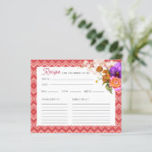 Floral Fuchsia Brautparty Rezept Karte (Stehend Vorderseite)