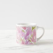Floral Fuchsia Pink Aquarellfarbenmonogramm Espressotasse (Rechts)